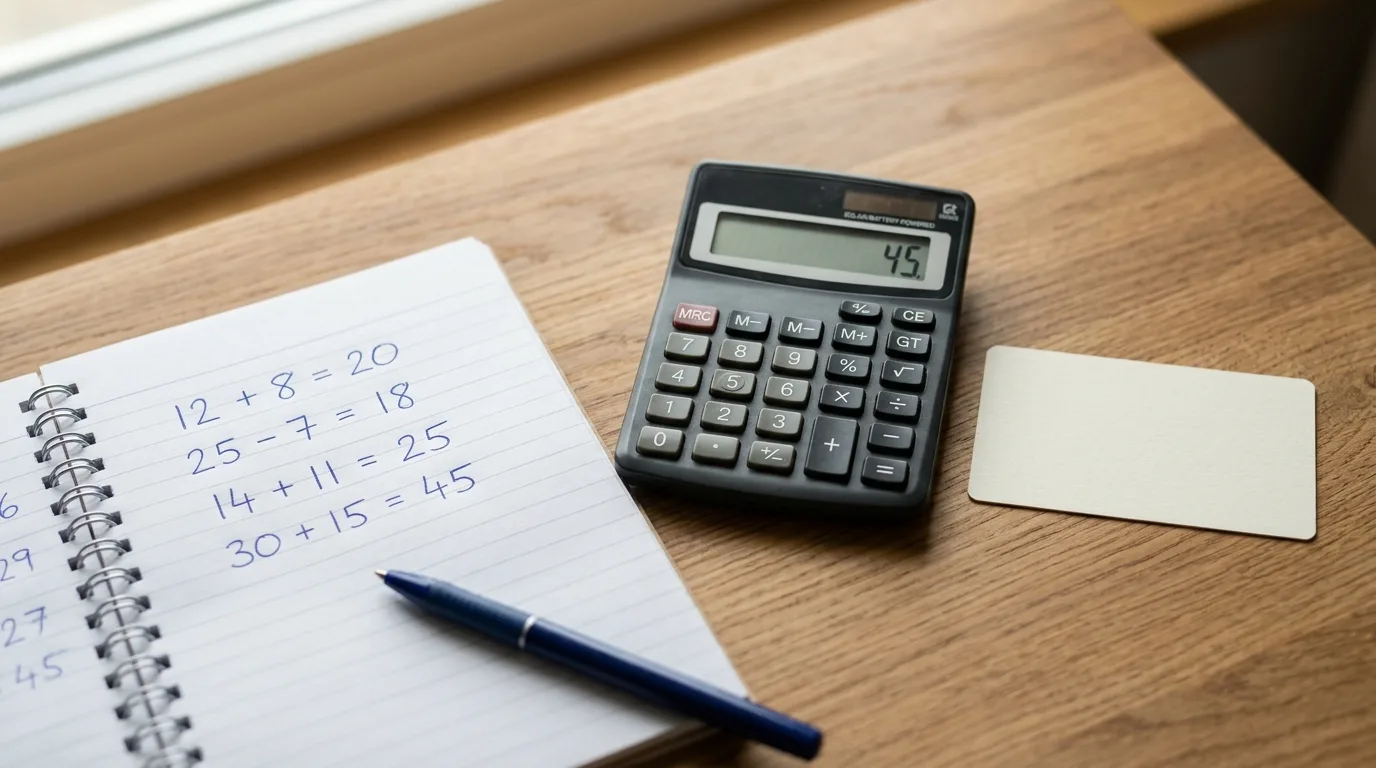 Calculator and notebook comparing card rewards to a processing fee