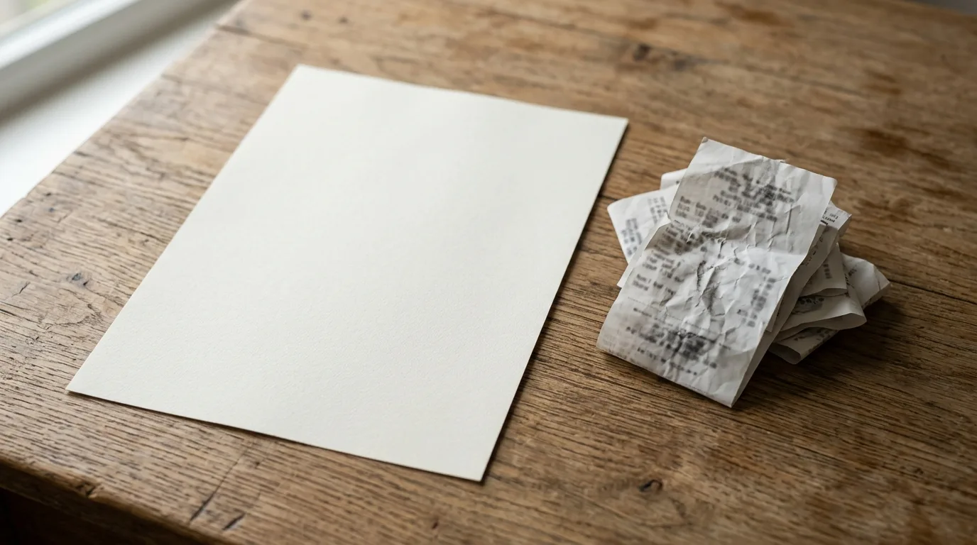 Close-up of a credit card statement next to fuel and parking receipts on a desk