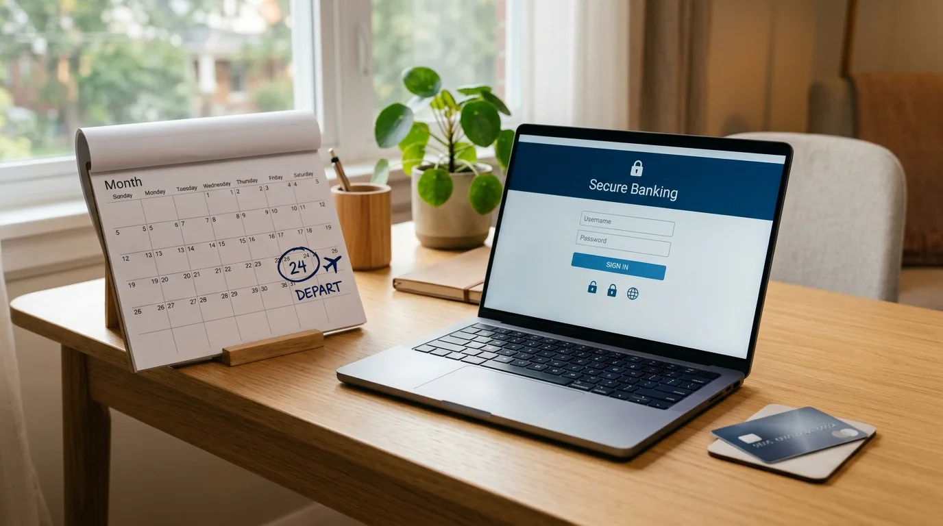 A desk with a laptop, a calendar, and a credit card being activated online