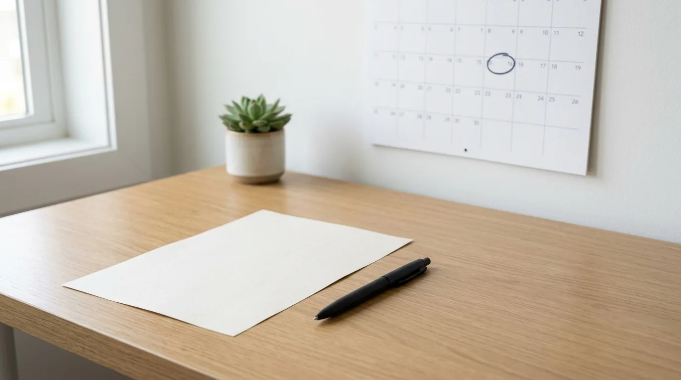 A blank job offer letter and a calendar marked with a start date and a payday