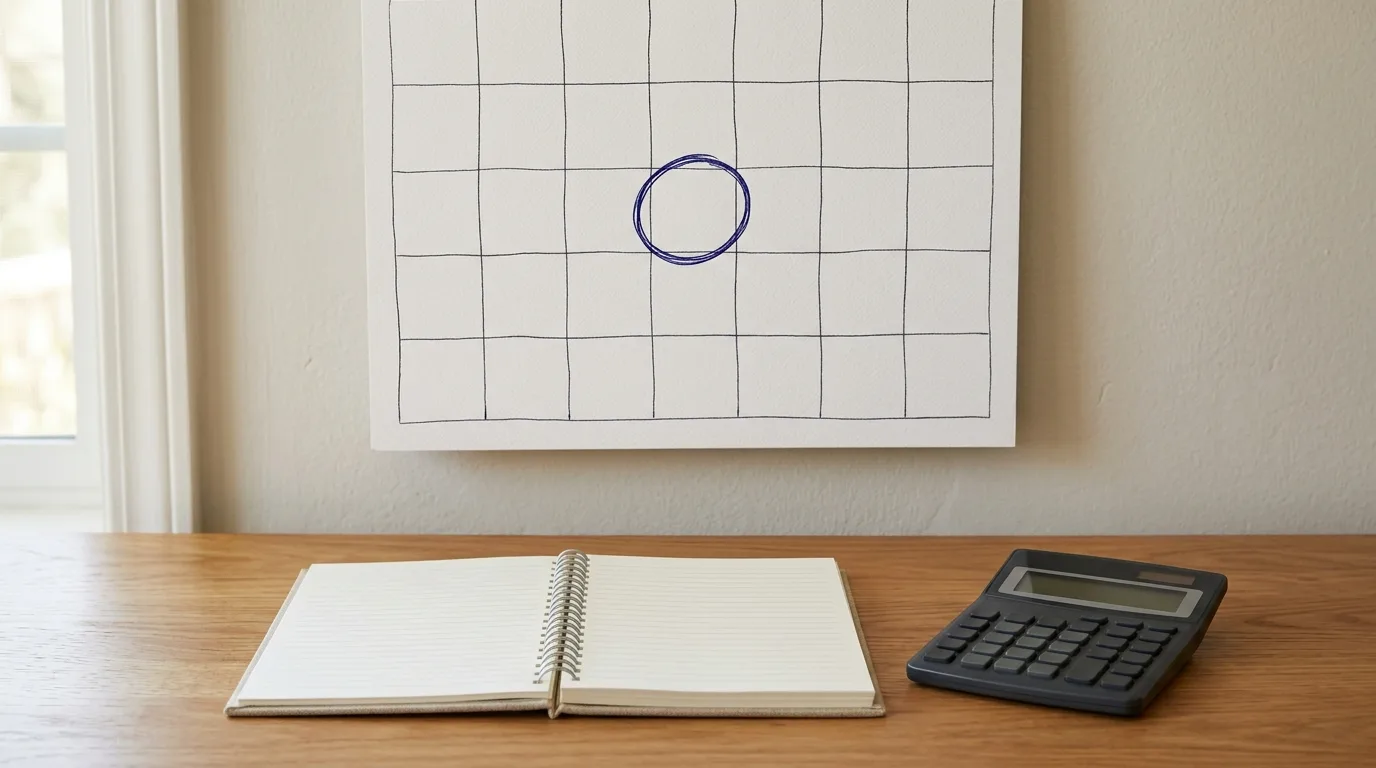Calendar with a trip date circled beside a calculator
